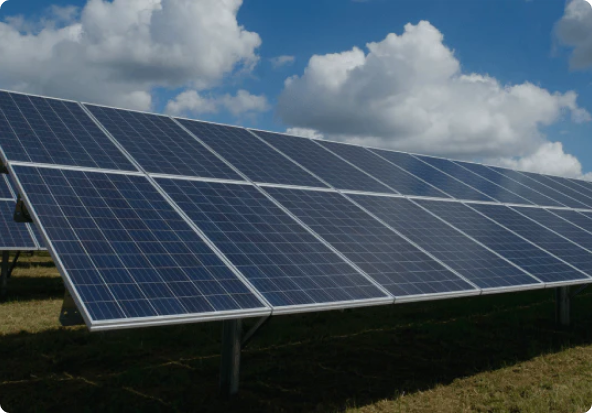 Rows of solar panels angled toward the sun